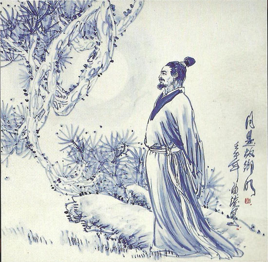 青花《月是故乡明》瓷板----流霞彩宗师——程曲流教授(景德镇)